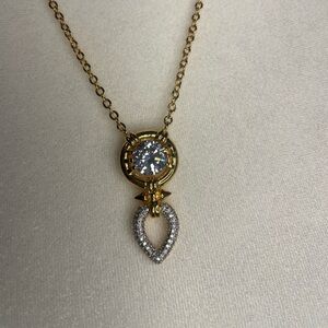 Noir Fashion necklace, Gold and Crystal Pendant Necklace